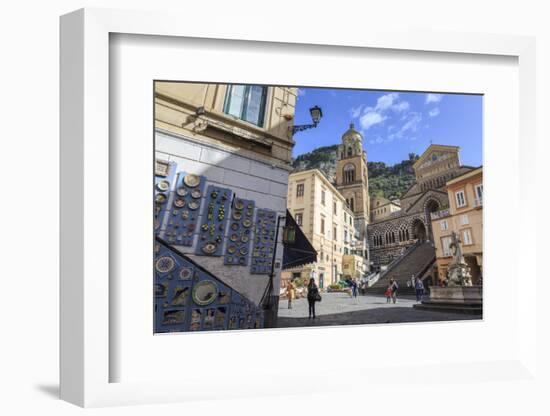 Pottery Shop, Fountain and Cathedral in Spring, Amalfi-Eleanor Scriven-Framed Photographic Print