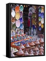 Pottery Shop, Marrakech, Morocco-William Sutton-Framed Stretched Canvas