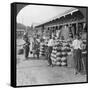 Pottery Shop on a Street in Mandalay, Burma, 1908-null-Framed Stretched Canvas