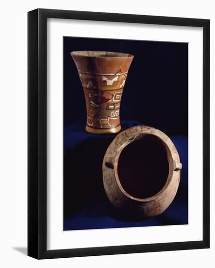 Pottery Showing Decorations of Feline Figures-null-Framed Giclee Print