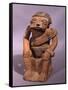 Pottery Statue Depicting a Figure Chewing Coca, Artifact Originating from Colombia-null-Framed Stretched Canvas