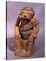 Pottery Statue Depicting a Figure Chewing Coca, Artifact Originating from Colombia-null-Stretched Canvas