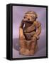 Pottery Statue Depicting a Figure Chewing Coca, Artifact Originating from Colombia-null-Framed Stretched Canvas