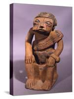 Pottery Statue Depicting a Figure Chewing Coca, Artifact Originating from Colombia-null-Stretched Canvas