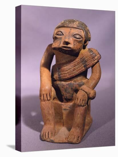 Pottery Statue Depicting a Figure Chewing Coca, Artifact Originating from Colombia-null-Stretched Canvas