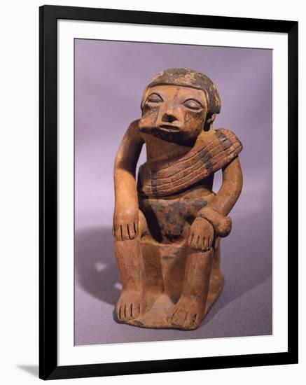 Pottery Statue Depicting a Figure Chewing Coca, Artifact Originating from Colombia-null-Framed Giclee Print