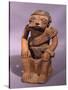 Pottery Statue Depicting a Figure Chewing Coca, Artifact Originating from Colombia-null-Stretched Canvas