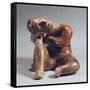 Pottery Statue Depicting a Man Sleeping, Artifact Originating from the State of Colima-null-Framed Stretched Canvas