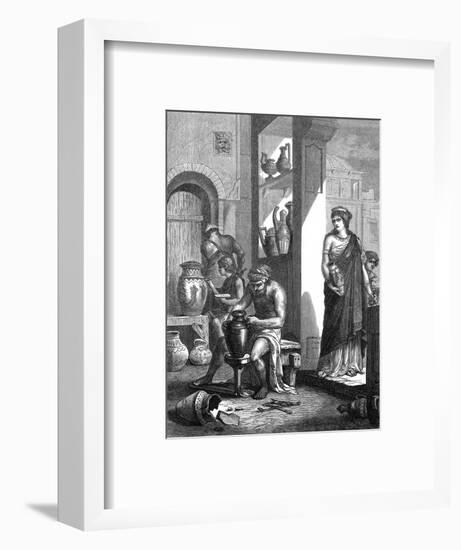 Pottery Workshop in Ancient Etruria-null-Framed Art Print