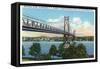 Poughkeepsie, New York - Mid-Hudson Bridge to Roosevelt National Historic Site-Lantern Press-Framed Stretched Canvas