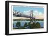 Poughkeepsie, New York - Mid-Hudson Bridge to Roosevelt National Historic Site-Lantern Press-Framed Art Print