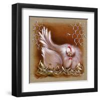 Poule Yeux Fermes-Stephanie Holbert-Framed Art Print