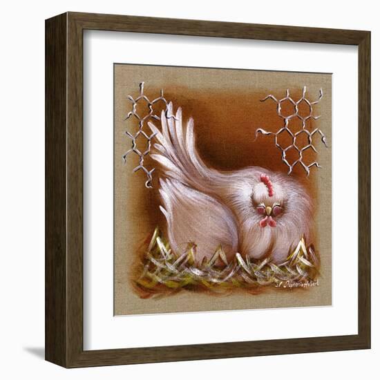 Poule Yeux Fermes-Stephanie Holbert-Framed Art Print