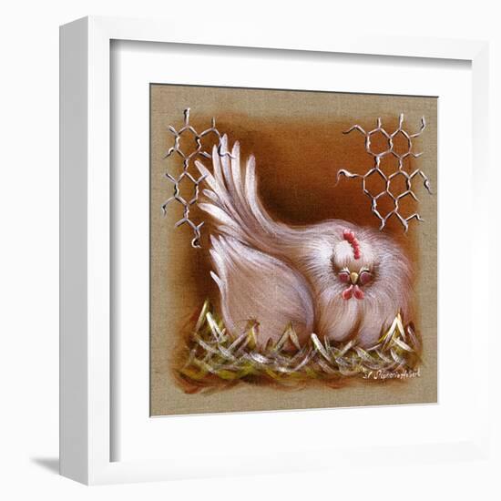 Poule Yeux Fermes-Stephanie Holbert-Framed Art Print