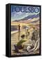 Poulsbo, Washington - Clam Diggers-Lantern Press-Framed Stretched Canvas