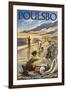 Poulsbo, Washington - Clam Diggers-Lantern Press-Framed Art Print