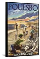 Poulsbo, Washington - Clam Diggers-Lantern Press-Framed Stretched Canvas