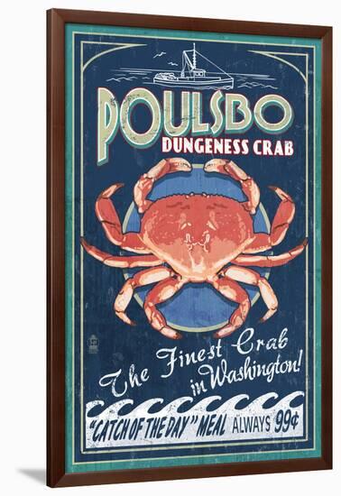 Poulsbo, Washington - Dungeness Crab-Lantern Press-Framed Art Print