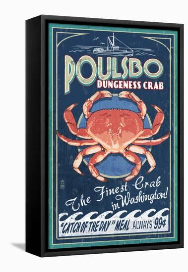 Poulsbo, Washington - Dungeness Crab-Lantern Press-Framed Stretched Canvas