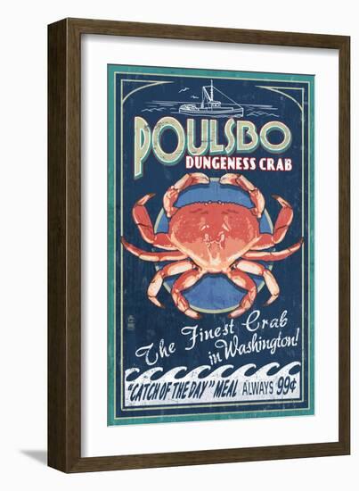 Poulsbo, Washington - Dungeness Crab-Lantern Press-Framed Art Print