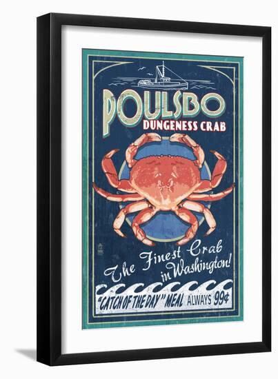 Poulsbo, Washington - Dungeness Crab-Lantern Press-Framed Art Print