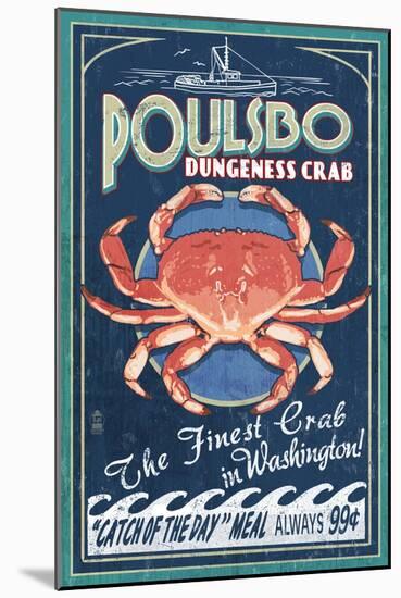 Poulsbo, Washington - Dungeness Crab-Lantern Press-Mounted Art Print