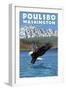 Poulsbo, Washington - Eagle Fishing-Lantern Press-Framed Art Print
