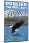Poulsbo, Washington - Eagle Fishing-Lantern Press-Mounted Art Print