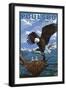 Poulsbo, Washington - Eagle Perched with Chicks-Lantern Press-Framed Art Print