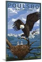 Poulsbo, Washington - Eagle Perched with Chicks-Lantern Press-Mounted Art Print