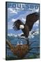 Poulsbo, Washington - Eagle Perched with Chicks-Lantern Press-Stretched Canvas