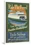 Poulsbo, Washington - Ferry Ride Vintage Sign-Lantern Press-Framed Art Print