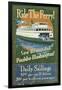 Poulsbo, Washington - Ferry Ride Vintage Sign-Lantern Press-Framed Art Print