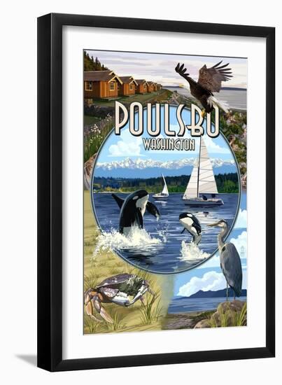 Poulsbo, Washington - Montage Scenes-Lantern Press-Framed Art Print