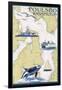 Poulsbo, Washington - Nautical Chart-Lantern Press-Framed Art Print