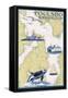 Poulsbo, Washington - Nautical Chart-Lantern Press-Framed Stretched Canvas