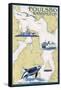 Poulsbo, Washington - Nautical Chart-Lantern Press-Framed Stretched Canvas