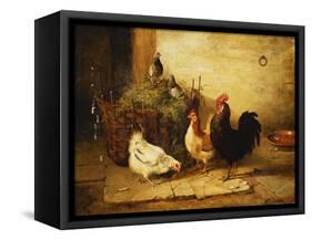 Poultry and Pigeons in an Interior-Walter Hunt-Framed Stretched Canvas