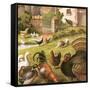 Poultry at a Farm-English-Framed Stretched Canvas