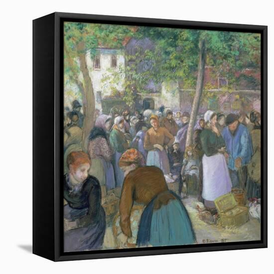 Poultry Market at Gisors-Camille Pissarro-Framed Stretched Canvas