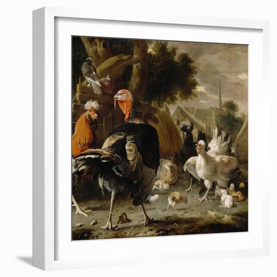 Poultry Yard, c.1668-Melchior De Hondecoeter-Framed Giclee Print