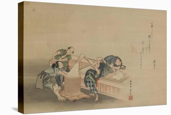Pounding Rice for Mochi-Katsushika Hokusai-Stretched Canvas