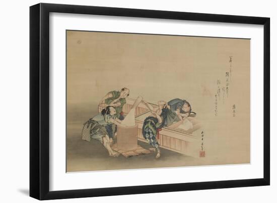 Pounding Rice for Mochi-Katsushika Hokusai-Framed Giclee Print