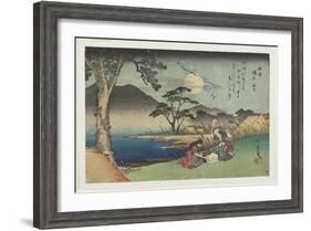 Pounding Silk by the Jewel River in Settsu Province, 1835-1837-Utagawa Hiroshige-Framed Giclee Print