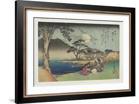 Pounding Silk by the Jewel River in Settsu Province, 1835-1837-Utagawa Hiroshige-Framed Giclee Print