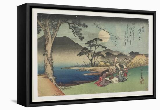 Pounding Silk by the Jewel River in Settsu Province, 1835-1837-Utagawa Hiroshige-Framed Stretched Canvas