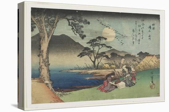 Pounding Silk by the Jewel River in Settsu Province, 1835-1837-Utagawa Hiroshige-Stretched Canvas