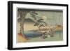 Pounding Silk by the Jewel River in Settsu Province, 1835-1837-Utagawa Hiroshige-Framed Giclee Print