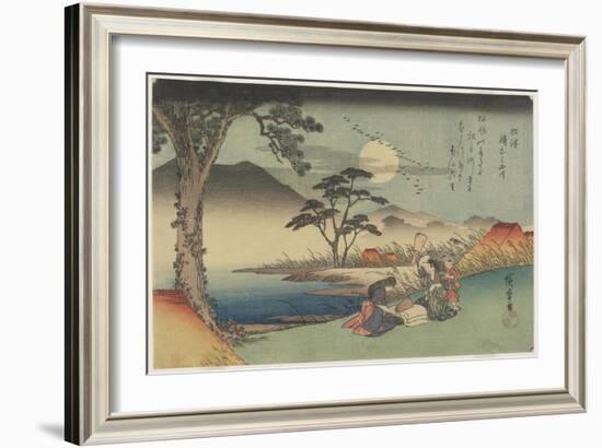 Pounding Silk by the Jewel River in Settsu Province, 1835-1837-Utagawa Hiroshige-Framed Giclee Print