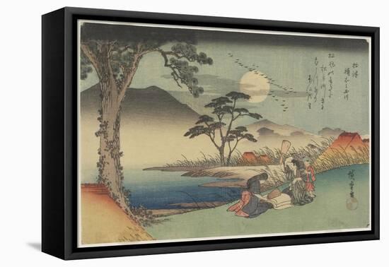 Pounding Silk by the Jewel River in Settsu Province, 1835-1837-Utagawa Hiroshige-Framed Stretched Canvas